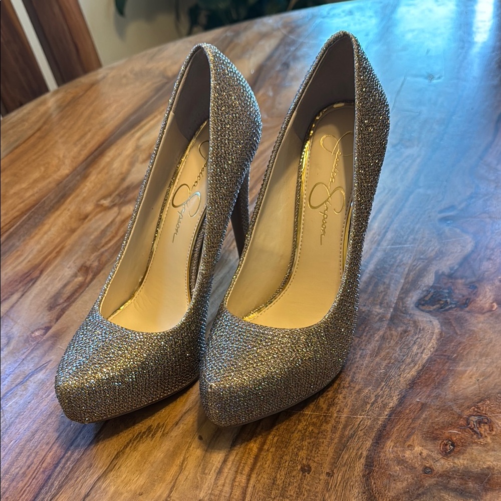 New Jessica Simpson Silver / Gold Sparkle Heels